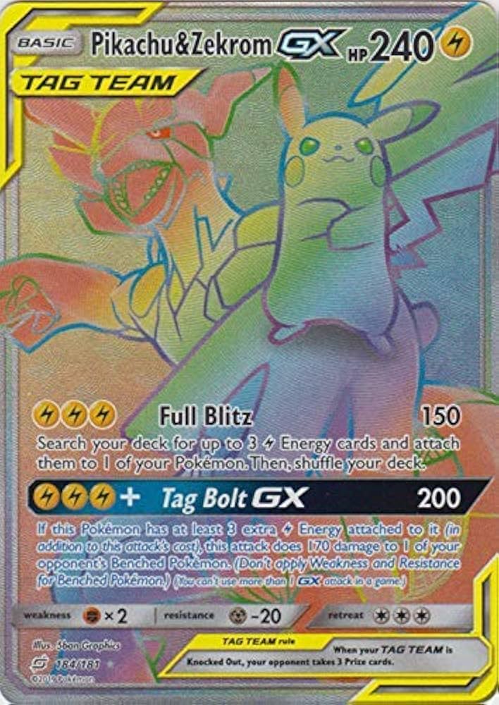 Amazon.com: Pokemon Team Up Pikachu & Zekrom GX - 184/181